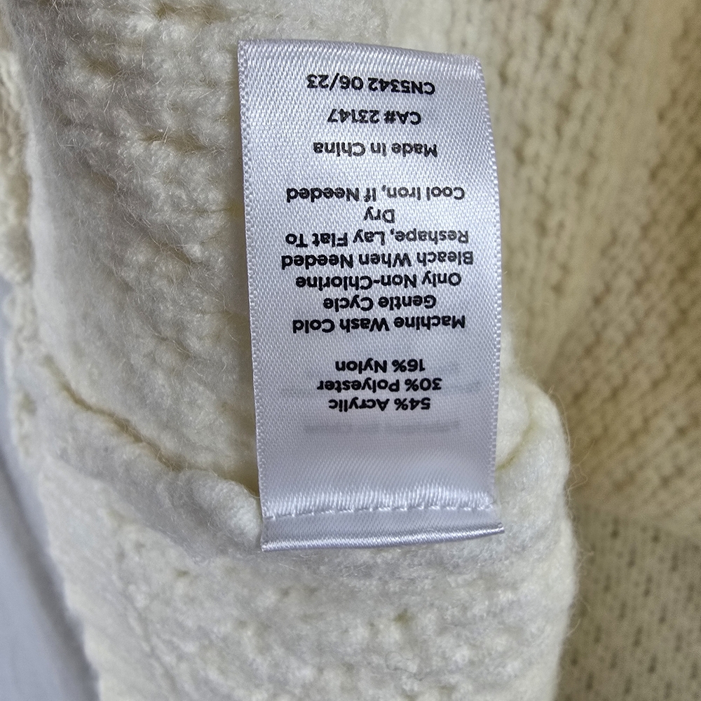 Talbots Chunky Cable Knit Poncho Ivory size XS NWT - Picture 10 of 12